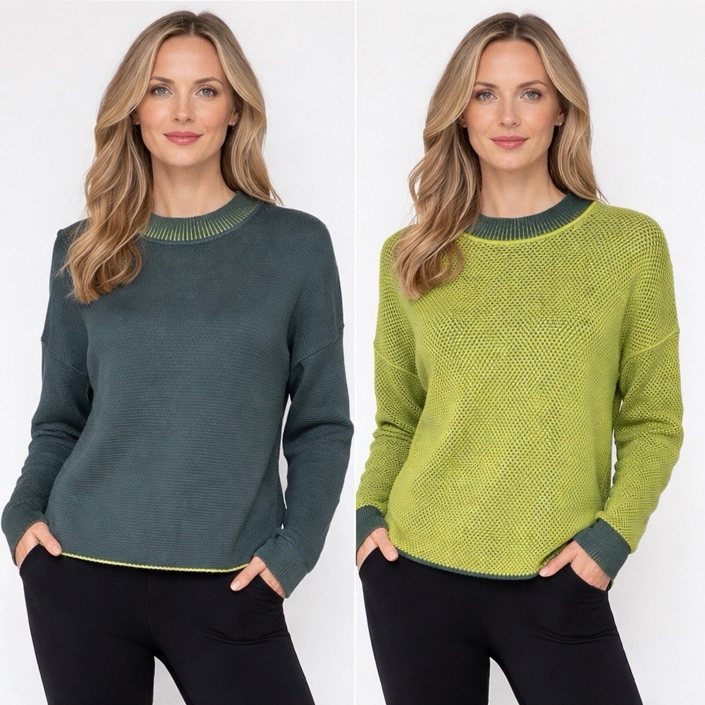 Lululemon Reversible Double Knit Crew Sweater Medium Smoked Spruce‎ Wasabi M